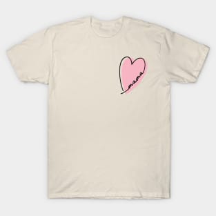 pink heart mama design line art heart letters mothers day gift for moms T-Shirt